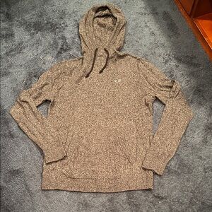 Hollister Men's Heathered Brown Hoodie Sweater